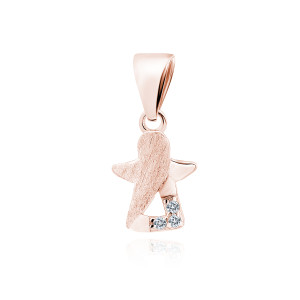 Pandantiv argint placat cu aur roz îngeraș cu pietre DiAmanti Z1734CRG_W-DIA (Argint 925‰ 0,65 g.)